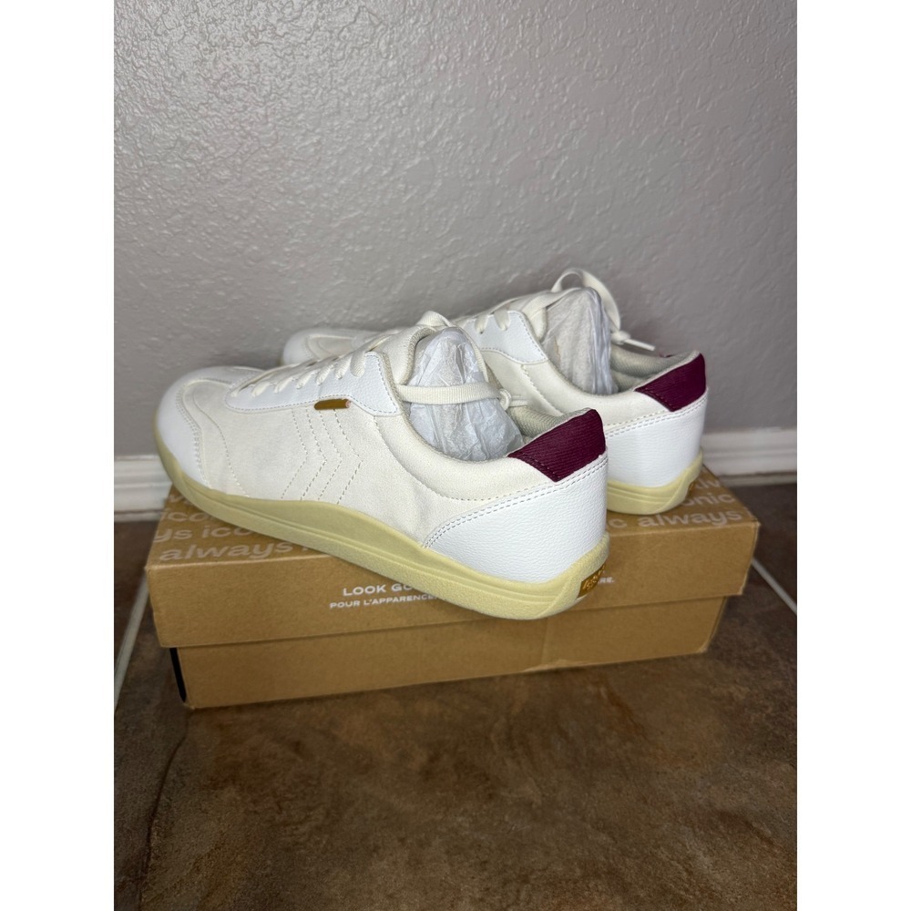 Dr. Scholls Time Off White Sneakers with Burgundy Heel Detail - Women's 10M - Picture 4 of 8